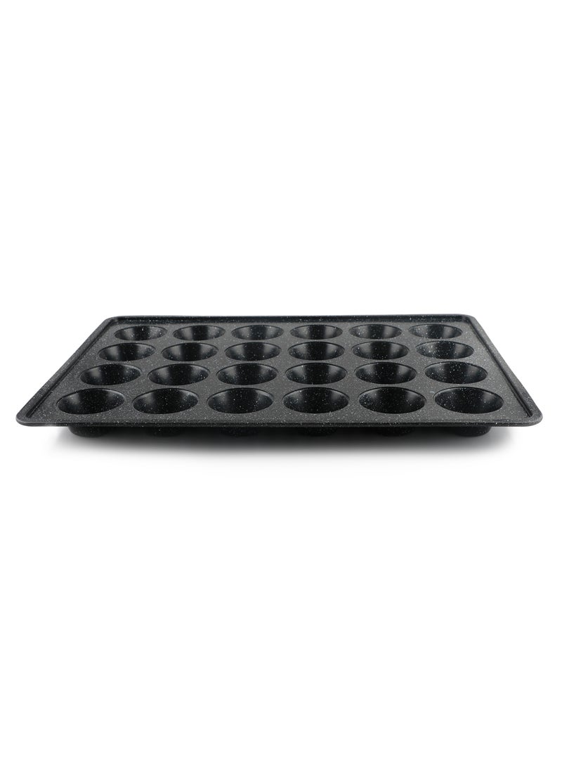 Life Smile Granite Nonstick 24 Cup Muffin Pan – 55×39×3.5 cm Carbon Steel Baking Tray, Oven Safe, Easy Clean - Image 1